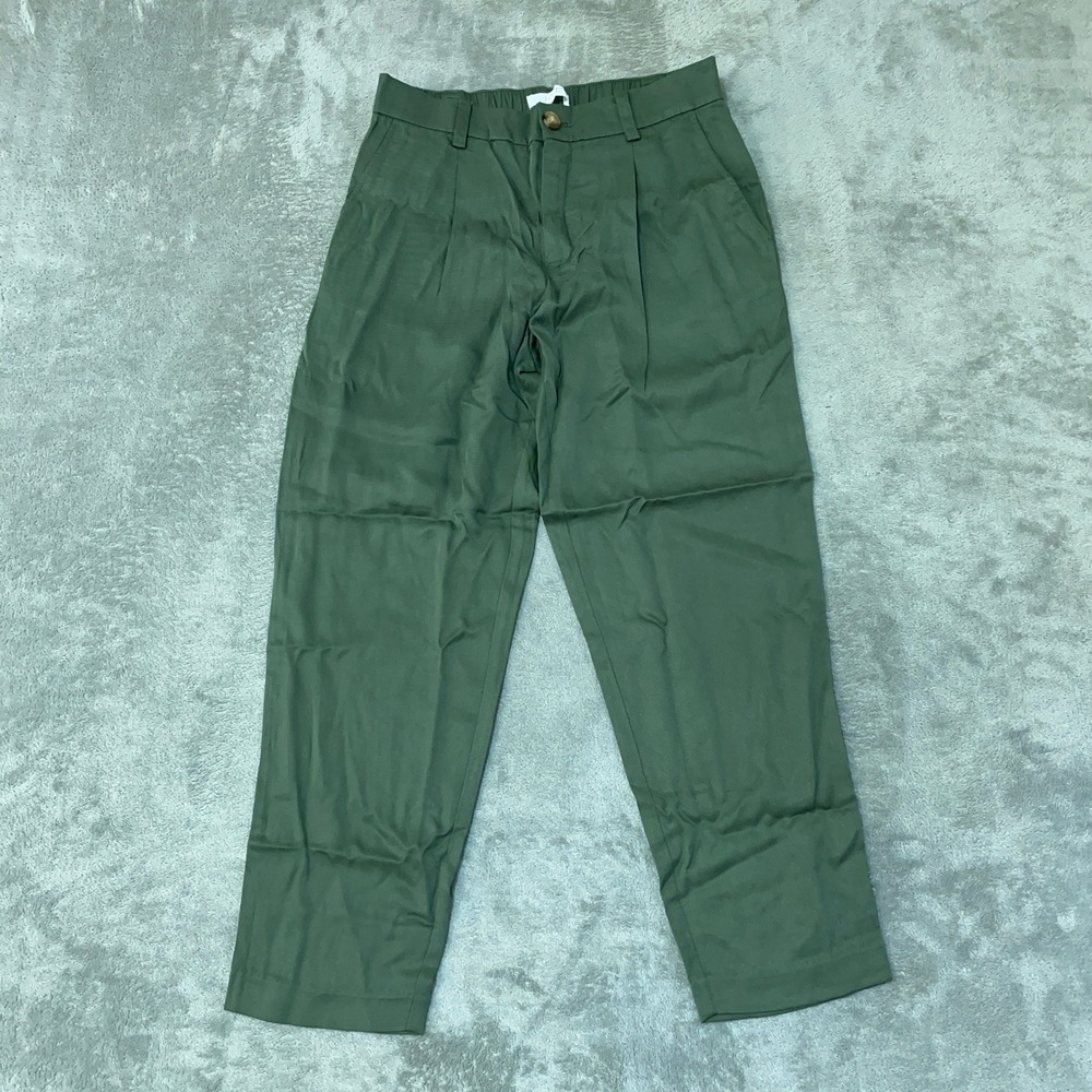 NWT LOFT Women's 4 Green Pleated Tapered Pants Lyocell